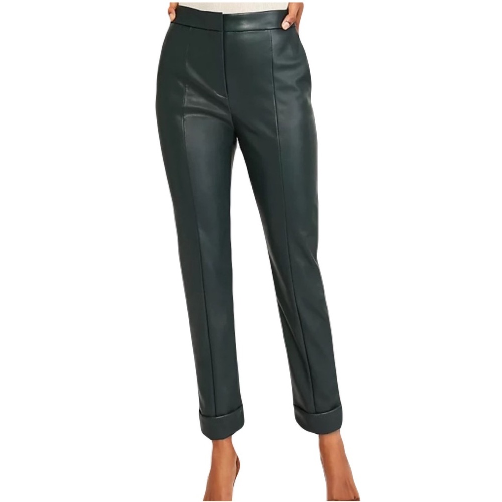 Ann Taylor Dark Green Faux Leather Pants